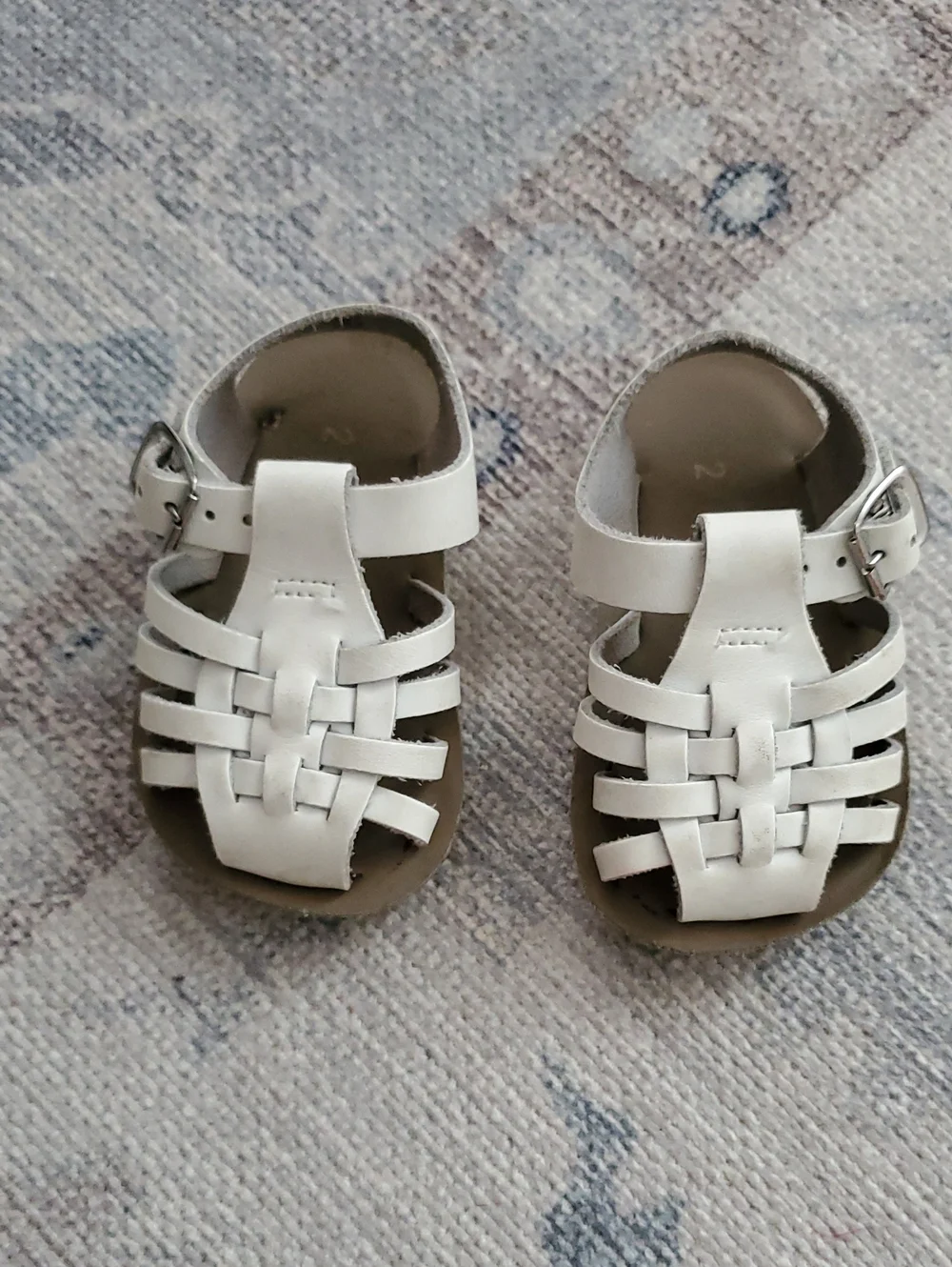 Sun San Baby White Leather Sailor Sandals Sz2